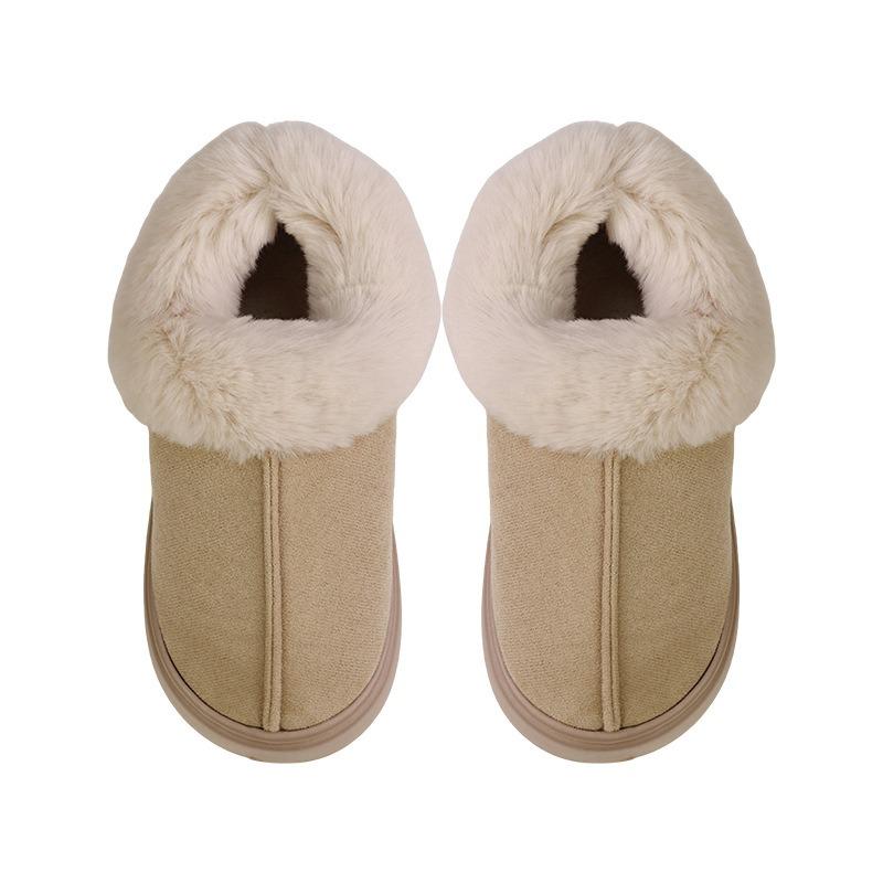 New suede cotton slippers home hair warm bag and EA non-slip snow boots