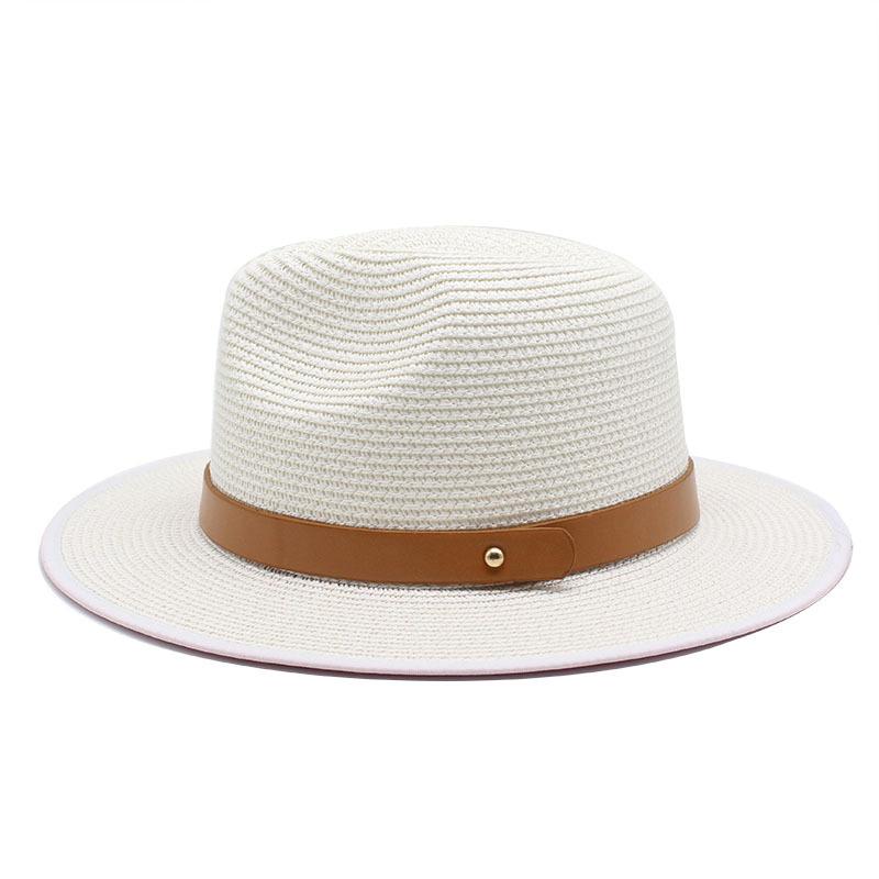 Men'S Jazz Rim Hat Summer Travel Vacation Beach Hat Sun Hat Panama Rim Hat
