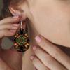Bohemian Style Colorful Kaleidoscope Mandala Pattern Tears Earrings Lightweight Fashion Waterdrop Shape PU Leather Earrings