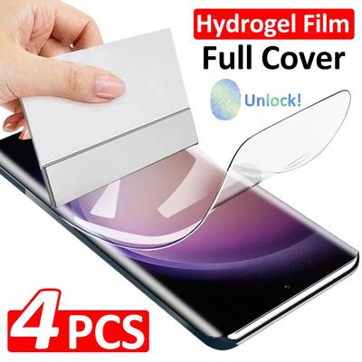 4 vnt Hidrogelio plėvelė, skirta Samsung Galaxy S24 S23 S22 S21 S20 Ultra Plus ekrano apsauga, skirta Samsung S24 Ultra S23 S20 S21 FE