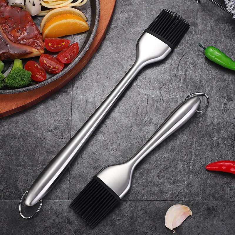 Brocha de Silicona para Aceite de Cocina Brocha para Untar Parrilla de Barbacoa Mango de Acero Inoxidable Pastelería Barbacoa Brocha para Cocinar Herramientas de Cocina