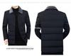 Men's Middle-Aged Warm Down Jacket with Detachable Fur Collar and Fleece Lining