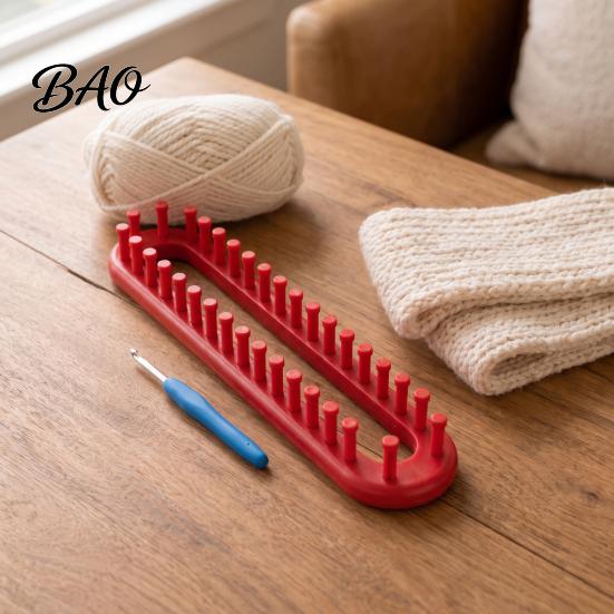 Shawl Knitting Tool Long Loom Hook Set, Beginner for DIY Hat Wool Supplies Scarf Shawl, Plastic Rectangular Yarn Weaving with Crochet Blanket Making