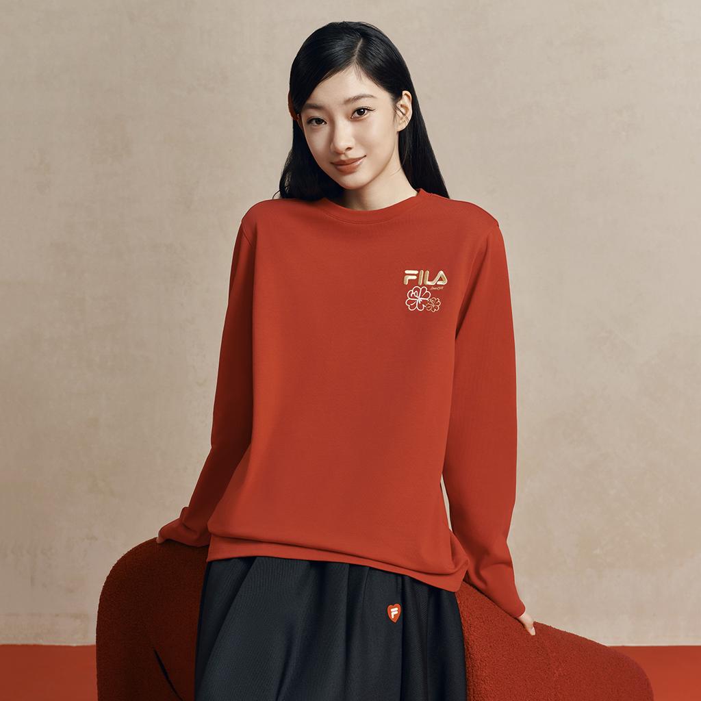 Fila ORIGINALE T Shirts Unisex Algal Bloom Vermilion Crew Neck Moderate F51U619202F-RD