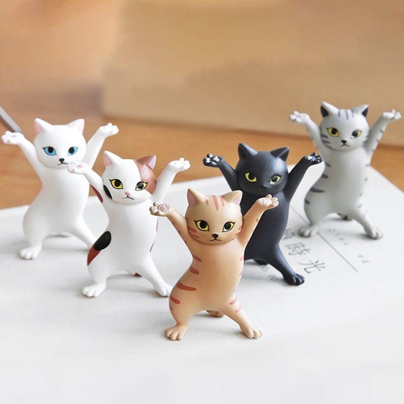 Adorable Cats Pen Holder Doll Ornament With Durable Plastic Earphone Support Stand For Airpods