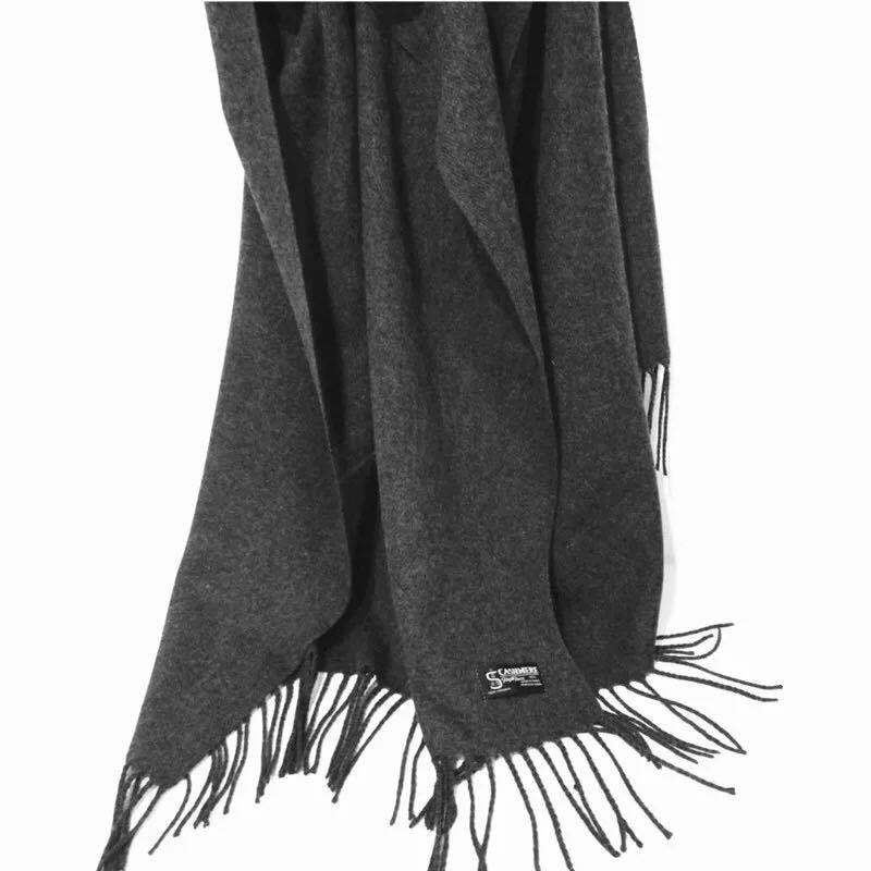 Warm Solid Color Cashmere Wool Scarf Winter Tassel Unisex Shawl Solid Color Scarf for Women
