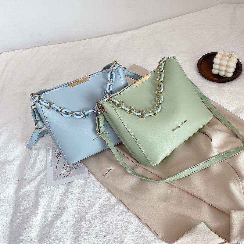 Chain small bag women's bag new trendy ins shoulder portable messenger bag fashionable bucket bag