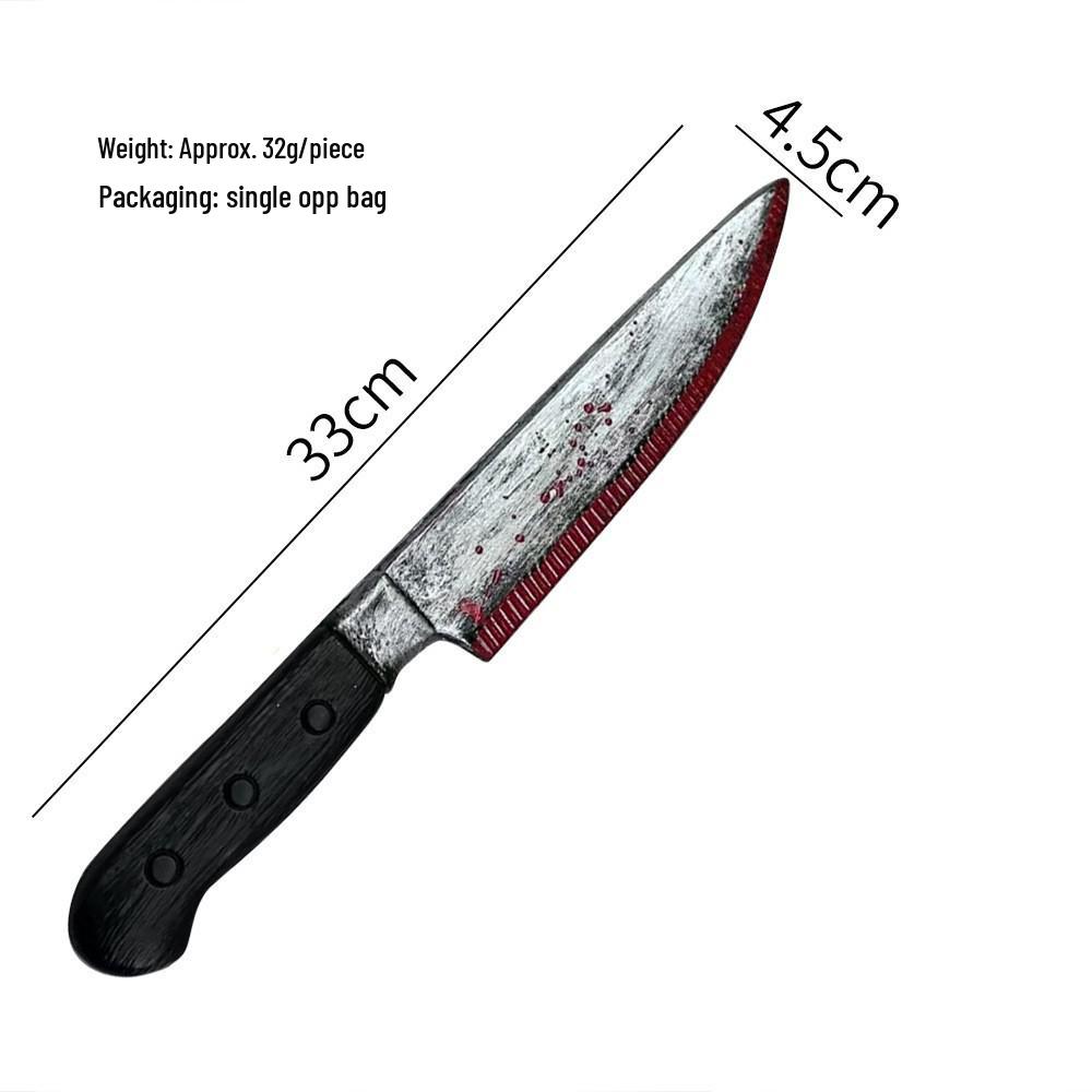 Halloween Curved Blood Tip Knife Prop: Plastic Prank and Decoration Tool for Ghost Festival, Sickle Shape.