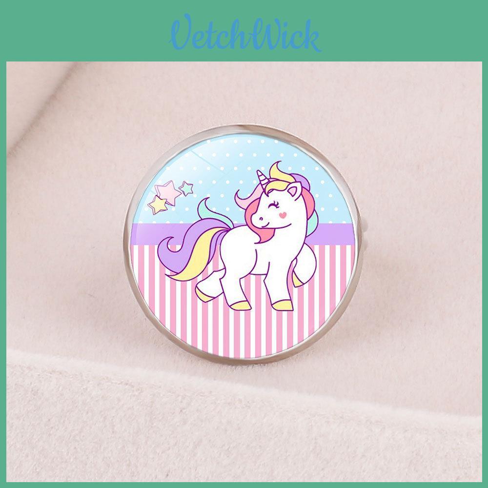Unicorn Time Gem Adjustable Ring For Children Cartoon Style Accessory