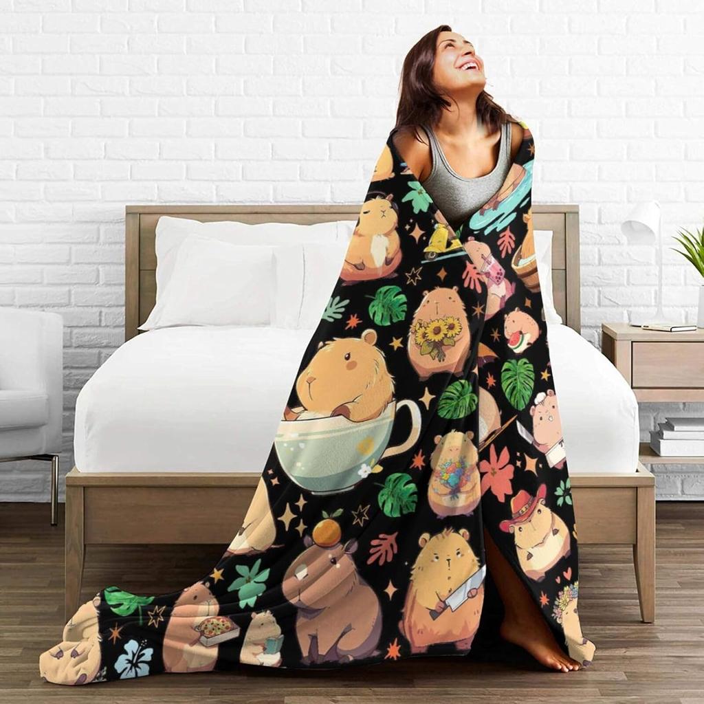 Capybara Gift Blanket Throw Blanket Lightweight Cozy Plush Blanket for Bedroom Living Rooms Sofa Couch 50"X40"