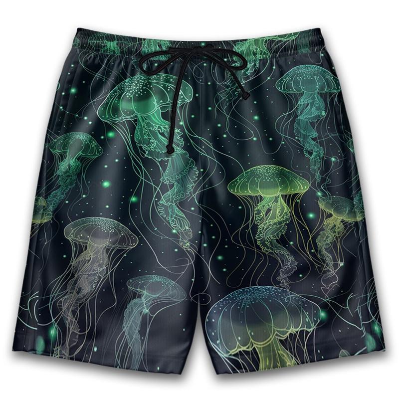 Fashion Jellyfish Pattern Beach Shorts For Men 3D Printing Sea Animal Swimming Trunks Kids Summer Quick Dry Surfboard Shorts