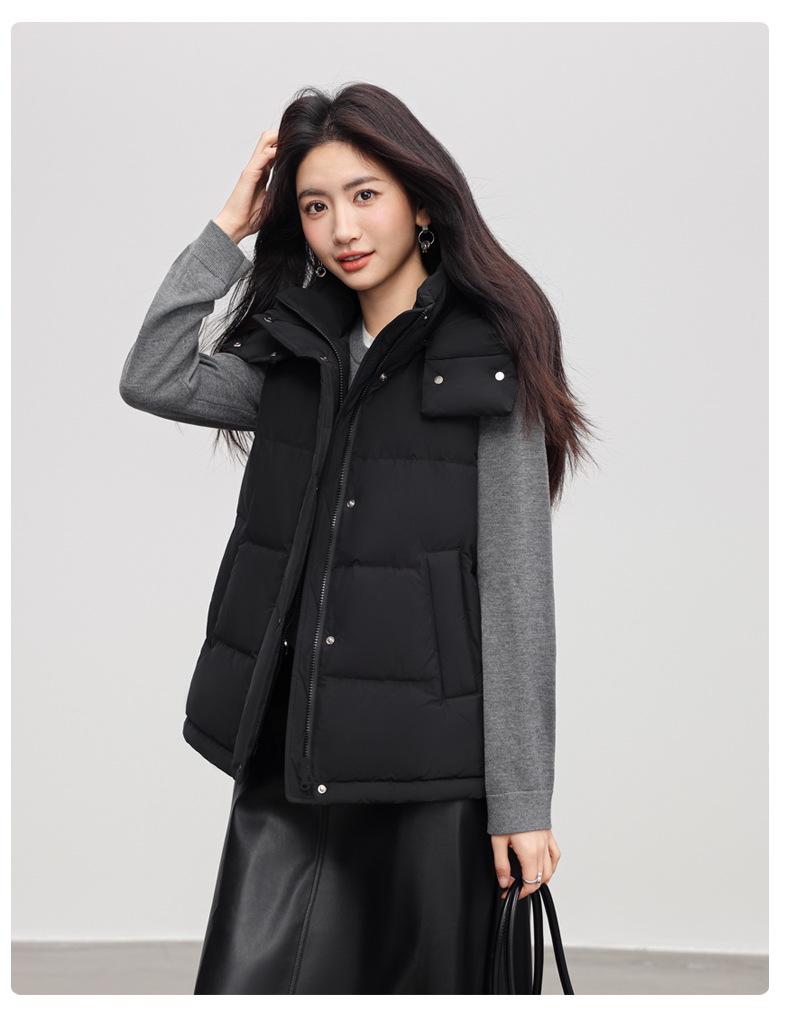 Women's Stylish Genuine Down Vest - Warm Short Winter Outerwear