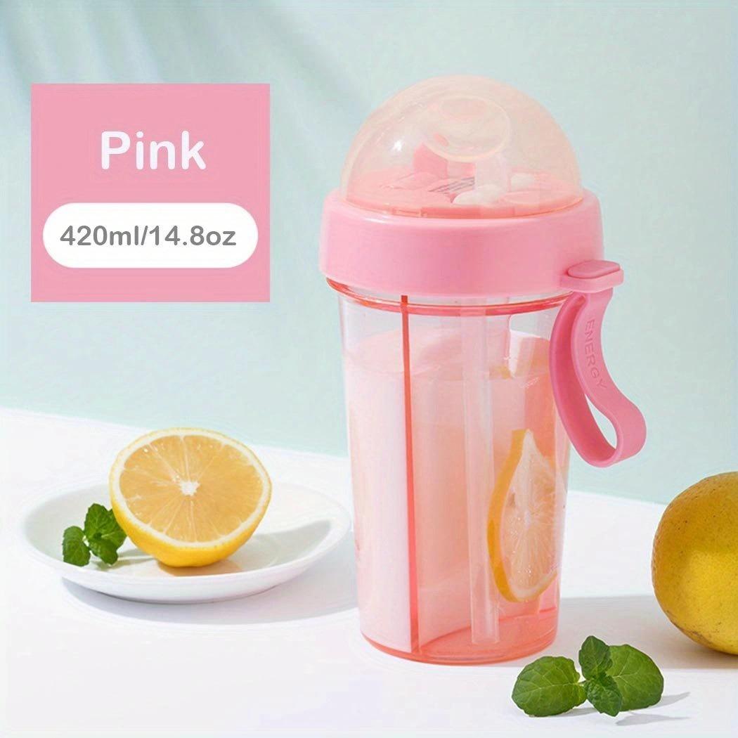 

1pc 600ml/21.2oz 420ml/14.8oz Kawaii Double Water Bottles - Portable & Large Capacity - Perfect For Outdoor Activities & Sports 420ml розовый