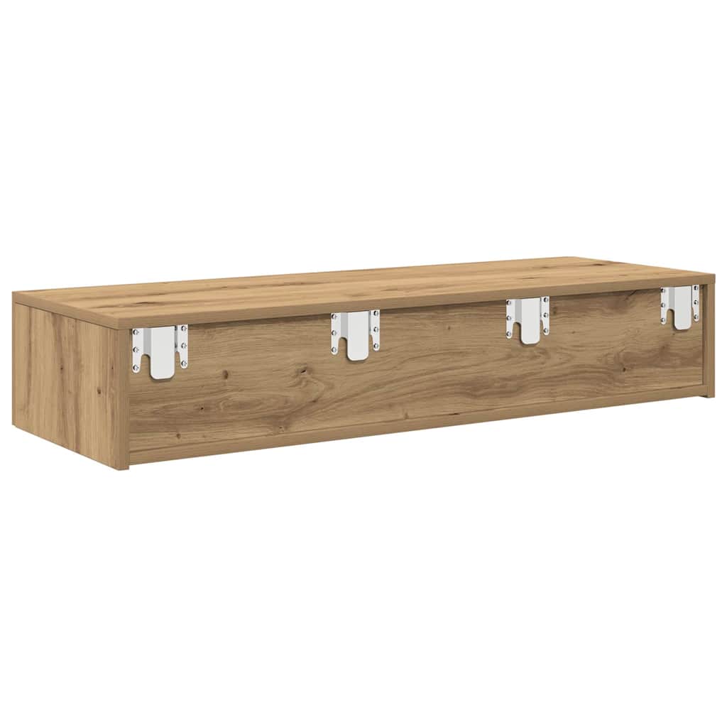 Wall Mounted Shelf with Drawers Artisan Oak Finish 100 x 36 x 19 cm