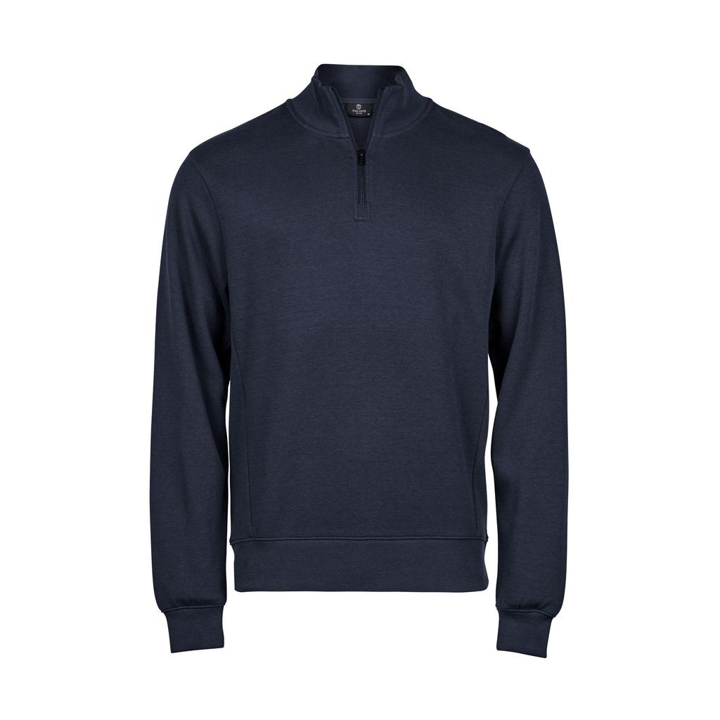 Tee Jays Mens Ribbed Interlock Half Zip Sweatshirt