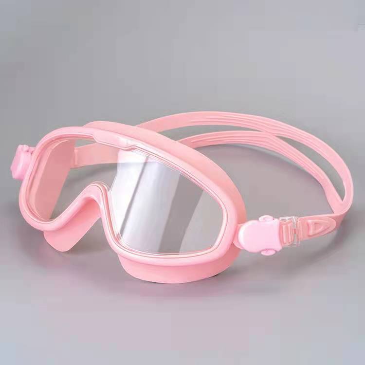 Electroplated adult anti-fog waterproof swimming goggles  Large-frame high-definition new model prescription swimming goggles розовый
