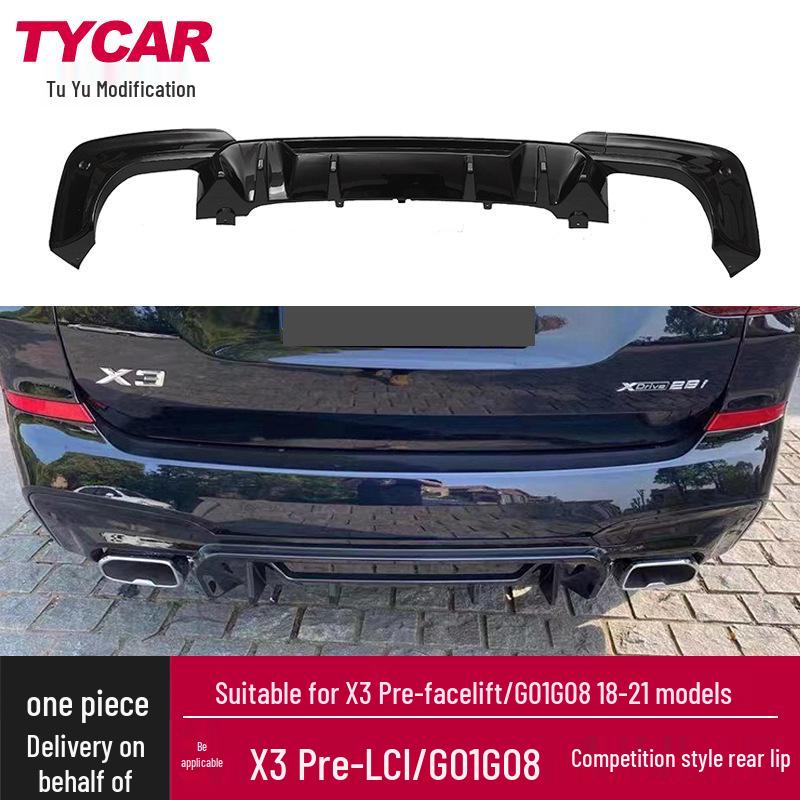 

BMW X3 G01/G08 Pre-Facelift Rear Spoiler Lip, Competition Style with Four-Outlet Tail Bumper. X3 G01 Competition Rear Lip [Gloss Black]