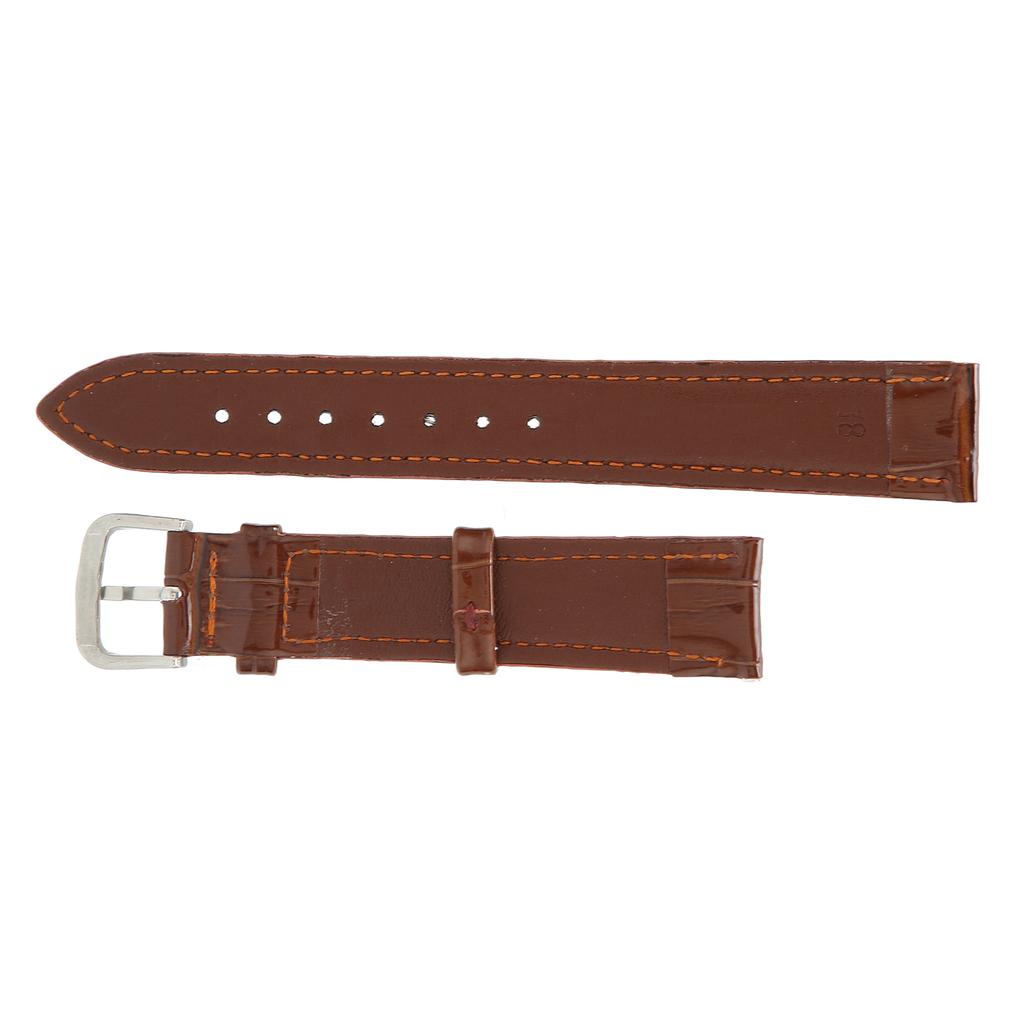 Watch Band PU Leather Alloy Pin Buckle Sweatproof Soft Breathable Replacement WatchbandBrown