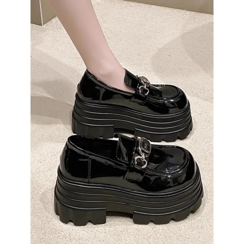 Fashion 9CM Women Pumps Mary Jane Lace Up Loafers Girls Students Lolita Shoes Puck High Heels Platform Pump Shoes Cosplay Female Shoes