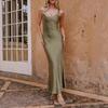 Europäisch-Amerikanisches Damen Satin-Slip-Kleid Schulterfrei Abendparty-Kleid Lässiges Cocktailkleid