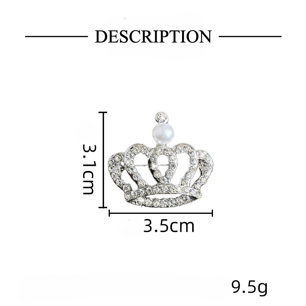 Nouvelle Broche Couronne, Tempérament de Luxe Haut de Gamme pour Femmes, Épinglette Perle Strass, Blazer, Accessoires Manteau