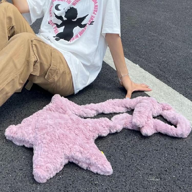 Star Shape Crossbody Bag Plush Inclined Shoulder Bag Portable Plush Shoulder Bag