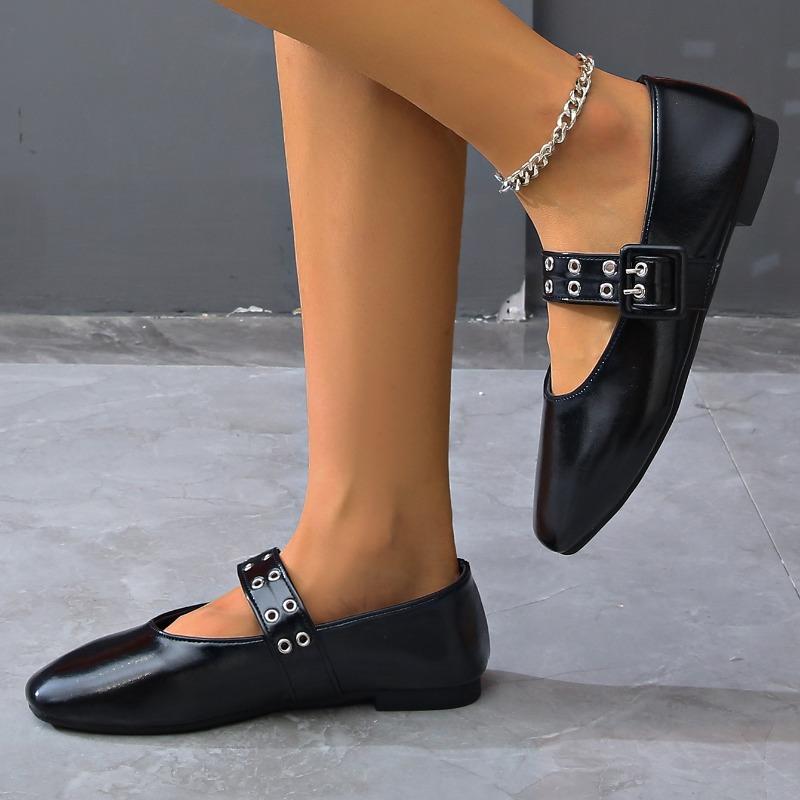 Fashion Women Flat Shoes Round Toe Luxury Shallow Sneakers Fashion Buckle Strap Loafers Women Ballet Comfortable Mary Jane Shoes Women
