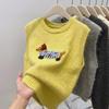 Women's 2025 Spring Cartoon Dachshund Knitted Sleeveless Vest - Western Style Waistcoat Sweater