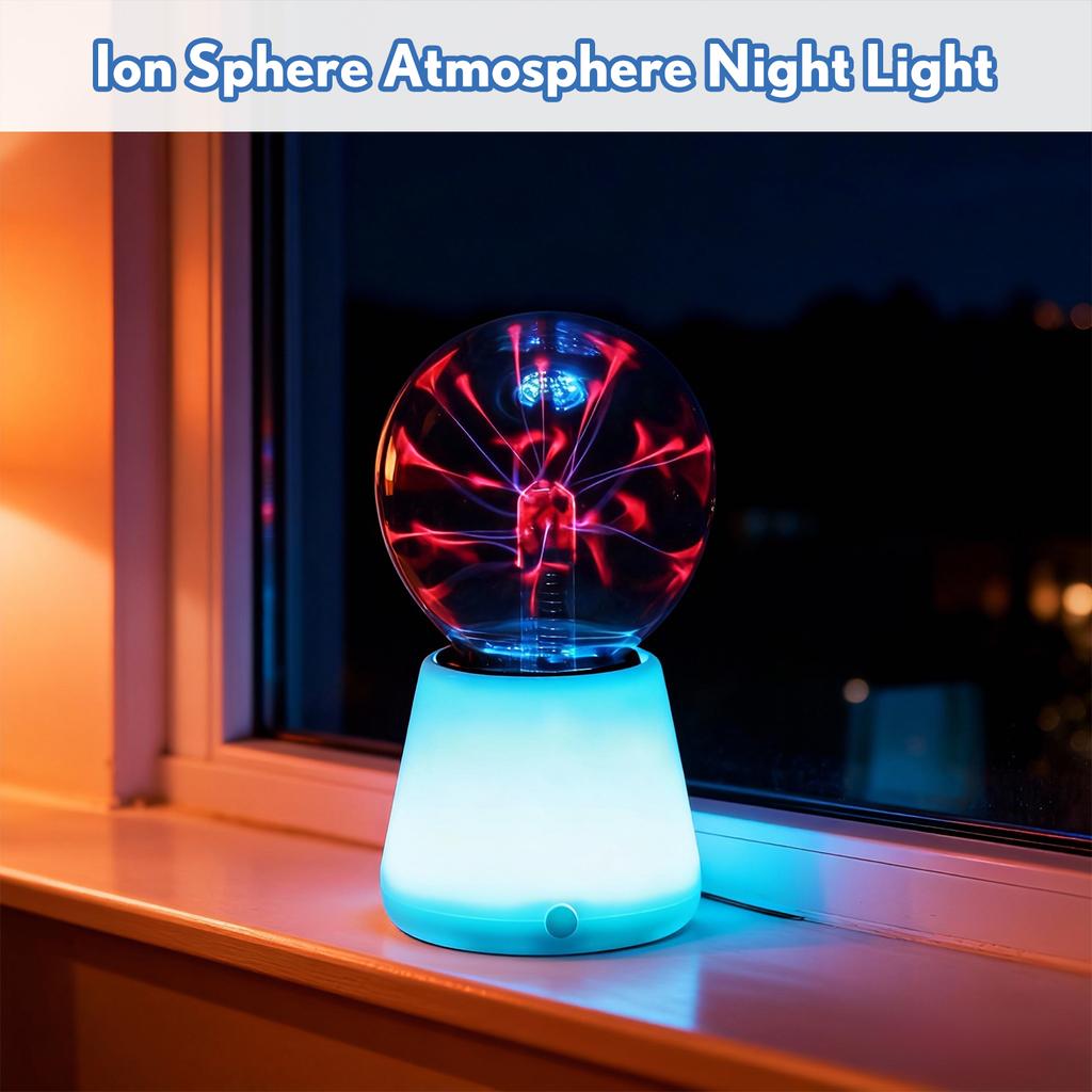 Plasma Atmosphere Lamp - USB Powered Color Changing Electrostatic Ball With Sensitive LED Night Light