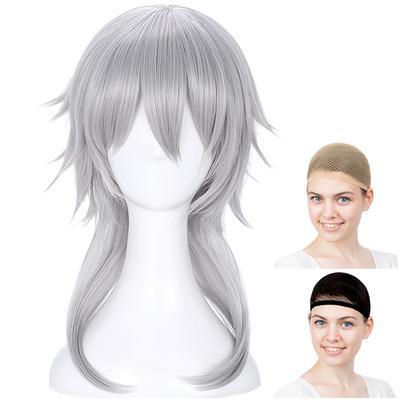 [CaseEden] Cosplay Wig, Full Wig, Heat Resistant, Short, Longer Nape, Dark Silver, Silver Hair, WIG6050