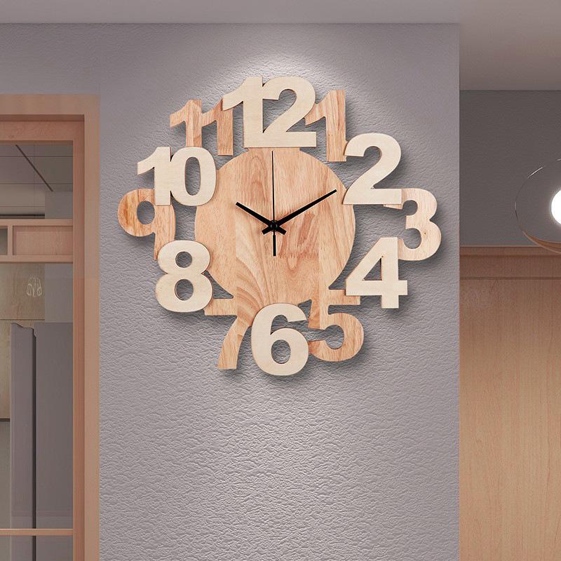 Clock Wall Clock Living Room Bedroom Personality Creative Fashion Clock Modern Simple and Atmospheric Home Silent Wooden Wall Watch