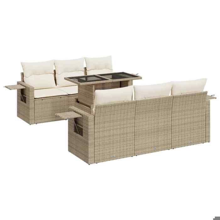 VidaXL Salon de jardin avec coussins 7 pcs beige résine tressée 3326419