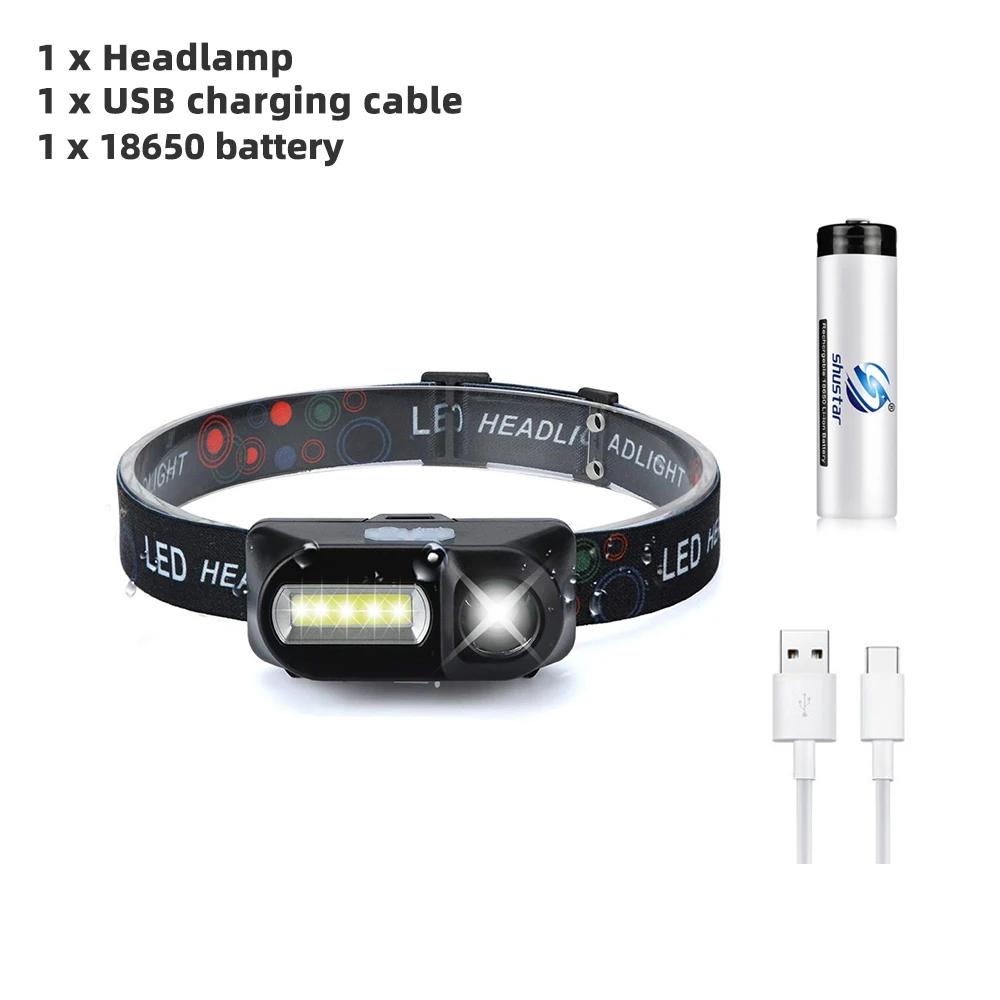 

Fishing LED Headlamp Camping Light Portable Mini XPE COB USB Head Lamp Fishing Headlight Flashlight Torch Use 18650