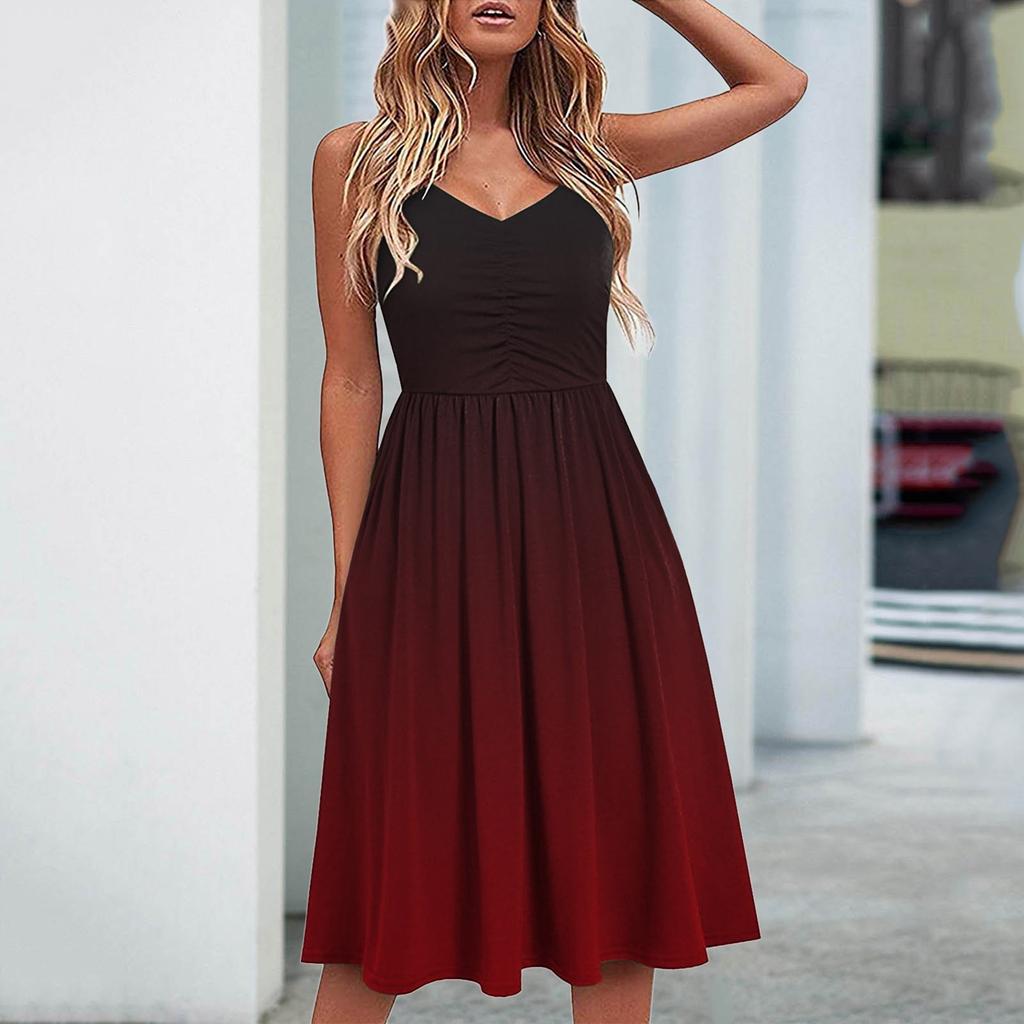 Dresses For Women Casual Summer Spaghetti Strap Tank Sleeveless Beach Dress A Line Dress Loose Sundress