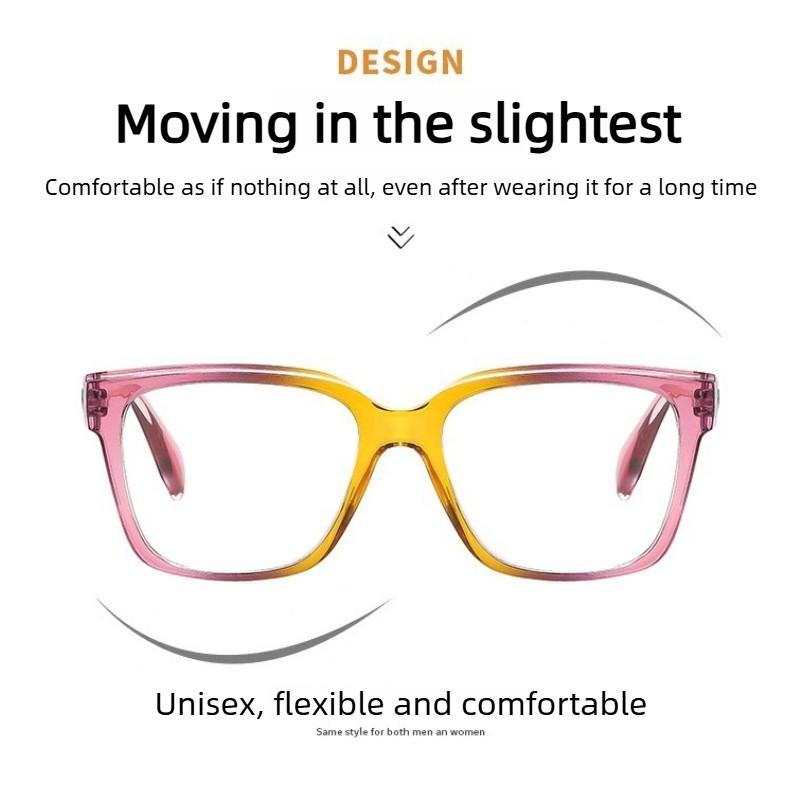 Women's Reader Eyewear Large-Frame Presbyopia Glasses Gradient-Colored Frames High-Definition Blue Light-Blocking Glasses