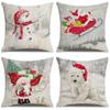 New Christmas Pillow Cover Watercolor Snowman Santa Sleigh Cushion Linen Digital Printing Home