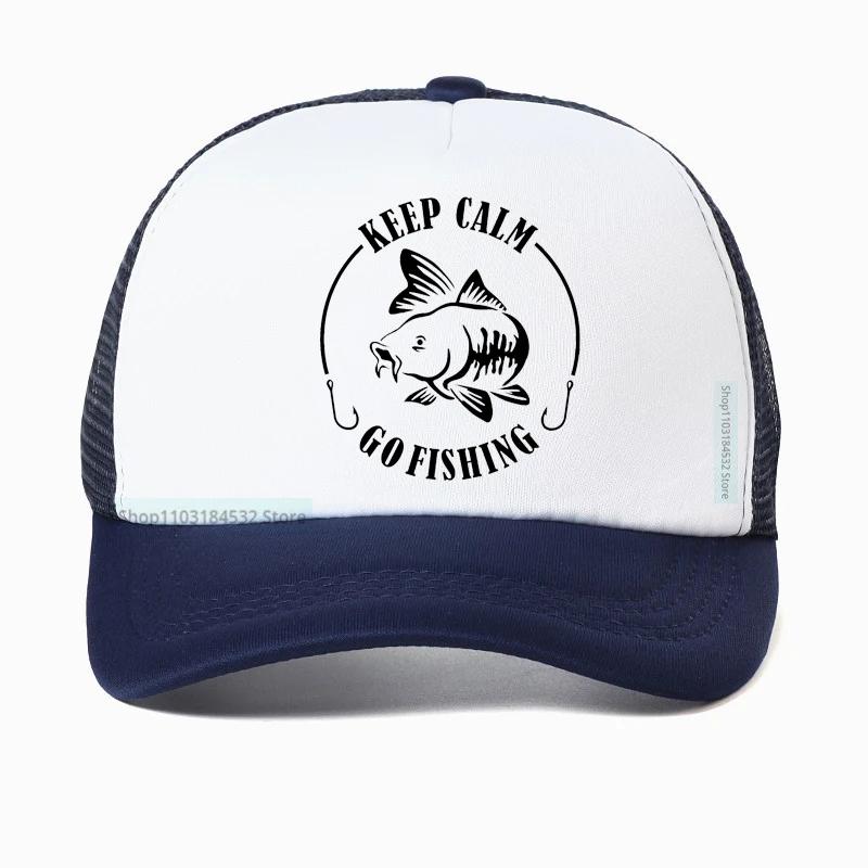 Keep Calm Go Fishing Unisex Baseball Cap High Quality Unisex outdoors hunting Fishing hat summer Mesh Sun Hat Spring Autumn visor Caps