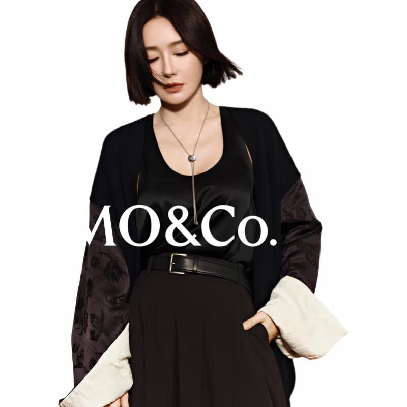 

MO&Co. Кардиган из мериносовой шерсти с атласными вставками в китайском стиле Цинь Лань XS