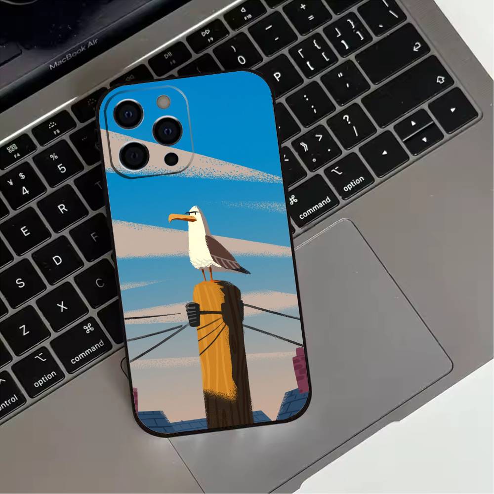 Funny S-Seagull  Phone Case For iPhone 17,16,15,14,13,12,11 Plus,Pro Max,XS,Soft Silicone Black Cover