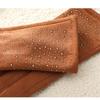 Fashion Elegant Suede Gloves Windproof Elasticity Hot Diamonds Gloves Thickened Warm Touch Screen Gloves Autumn Winter for Women