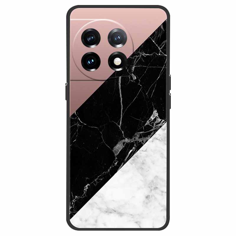 For OnePlus 11 5G Case One Plus 11R Flower Marble Black Bumper Soft TPU Silicone Cover for OnePlus 11 / 11R 5G Phone Cases Capas