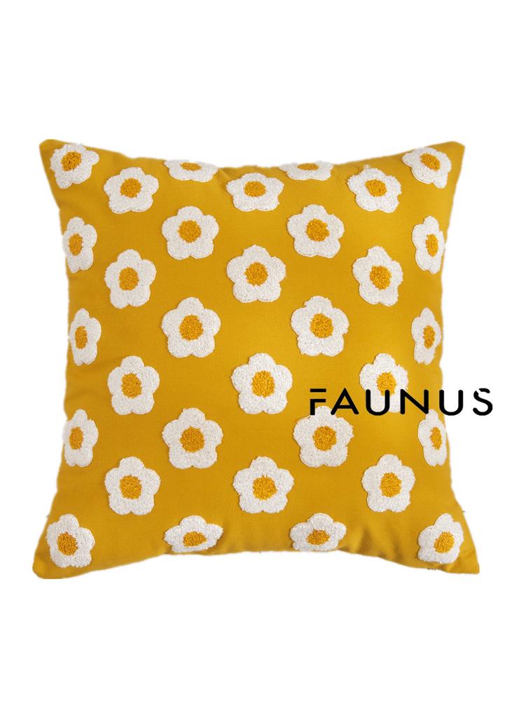 45X45cm Daisy Embroidery Throw Pillow Covers Square Rural Plant Sofa Pillow Cases Stamping Waist Cushion Cover Home Bed Decor