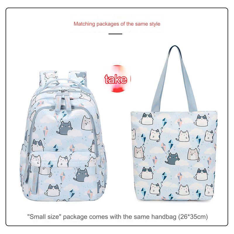 Schooltassen voor Meisjes Leuke Print Kat Schoolrugzak en Handtas Kawaii Kinderrugzak Terug naar School 2024 Mochila Escolar
