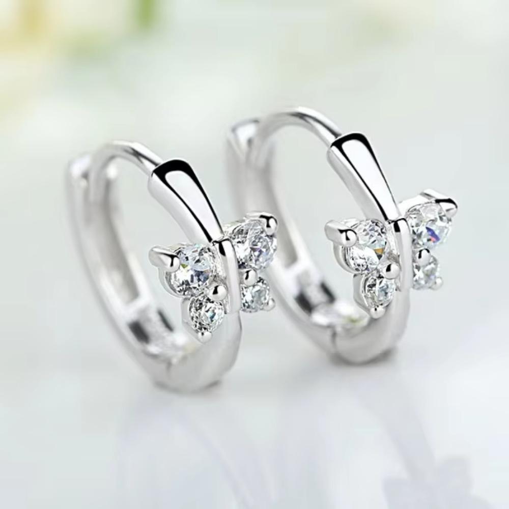 925 Silver Butterfly Stud Earrings for Women Wedding Engagement Luxury Zircon Jewelry Gift
