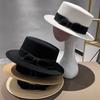 Fashion New Woolen Flat Hat Bow Decoration Personalized Elegant Top Hat Jazz Hat Versatile British Style Hat