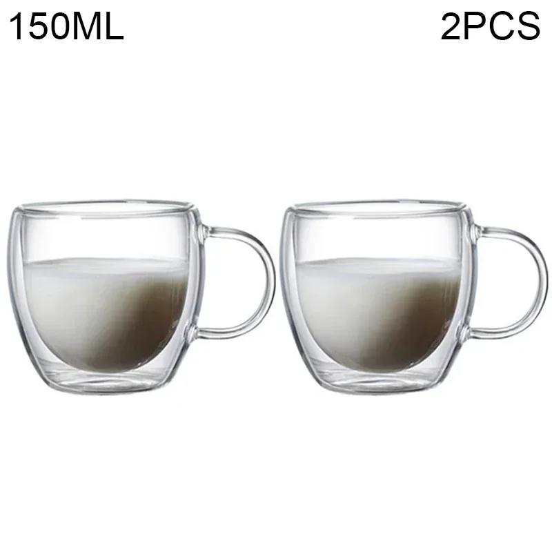 80ML/150ML 2-18PCS Double Wall Glass Kung Fu Tea Cup Transparent Coffee Milk Water Mug High Borosilicate Glass Drinkware Tea Set