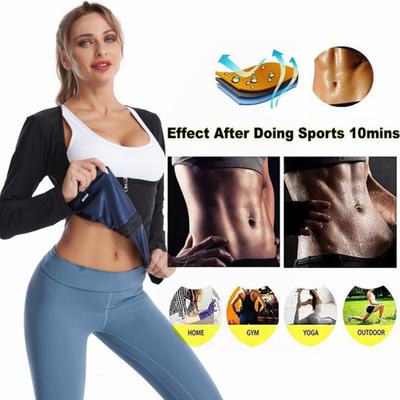 Women Sauna Suit Zipper Closure Long Sleeve Weight Loss Slimming Body Shaper Workout