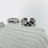 Unique 925 Sterling Silver Checkerboard Broken Ring For Women Adjustable Fashionable Design