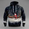 Santa Claus Reindeer 3D Printed Hoodie Men's And Women's Autumn And Winter Fashion Casual Pullover Christmas Holiday Party Top