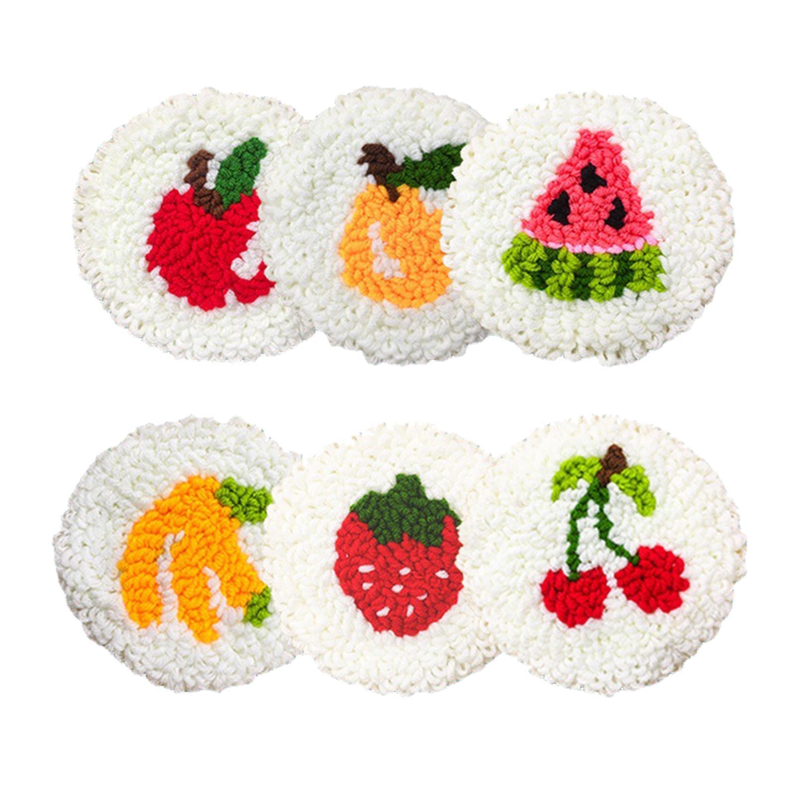 

4/6 штук Наборы перфорированных игл Пряжа Нить Чашка Коврик Инструмент Фруктовый узор